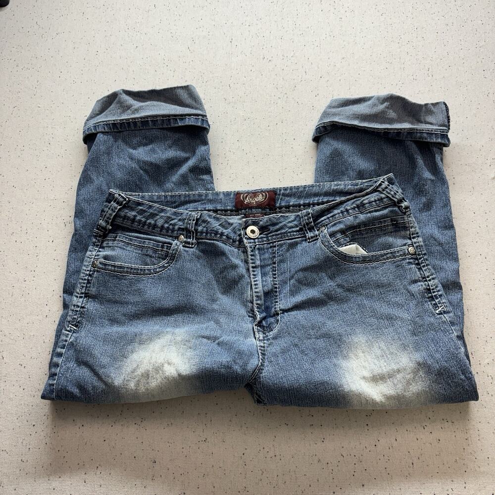 Vintage Angels Jeans Womens 12 Blue Denim Capris Medium Wash Cuffed Y2K Style